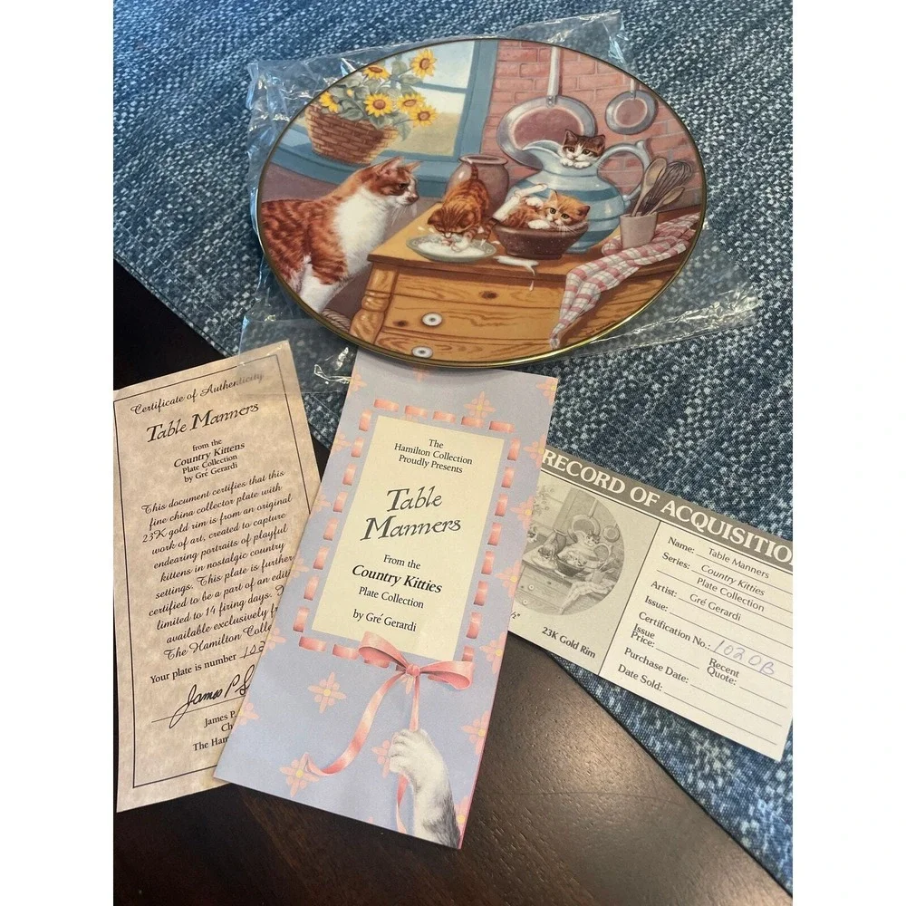 Vintage Table Manners by Gre Gerardi Country Kitties Hamilton Collection 1988